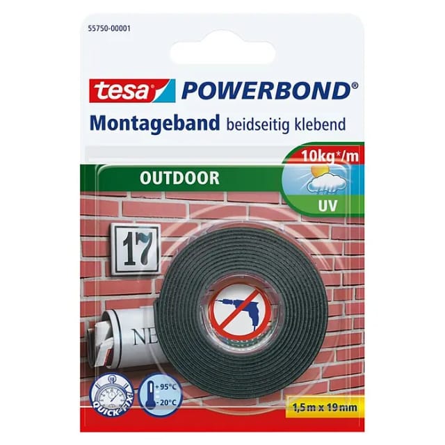 Tesa Powerbond Montageband Outdoor 1,5 m x 19 mm