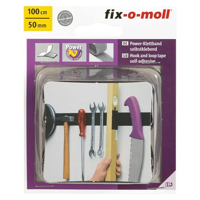 Fix-o-moll Power-Klettband selbstklebend Schwarz 100 cm x 50 mm