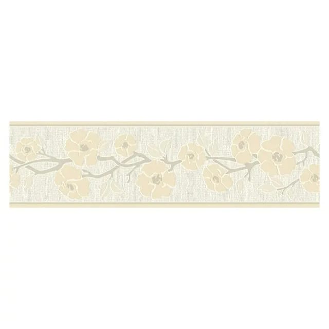 A.S. Création Borte selbstklebend Blumen 5 m x 17 cm Beige-Gelb