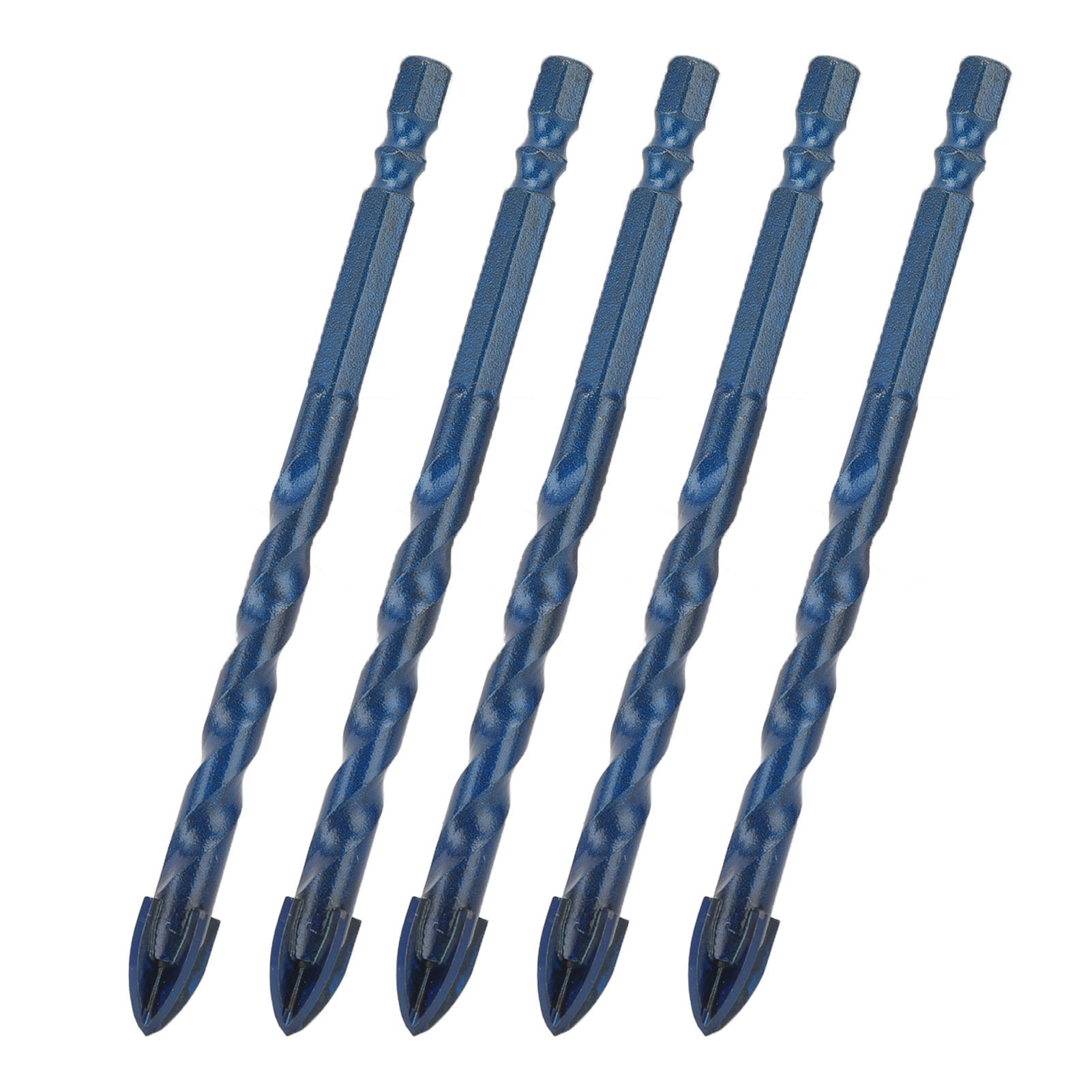 5-teiliges Bohrer-set, 10 Mm Kreuzbohrer Mit Sechskantschaft Für Glas, Fliesen Und Beton, Dunkelblau