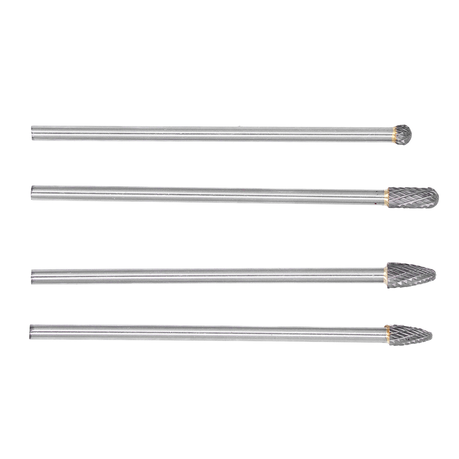 4-teiliges Set Aus Verlängerten Hartmetall-rotationsfräsern, 1/4-zoll-schaft, Wolframstahl Hrc70, Schleifkopf-bearbeitungswerkzeuge Zum Schneiden Und Schnitzen