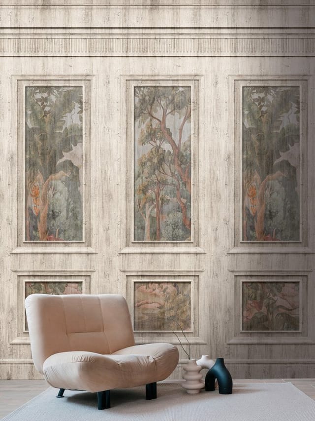 A.S. Création Vliestapete Wallpanel Kassettierung Wald Vintage