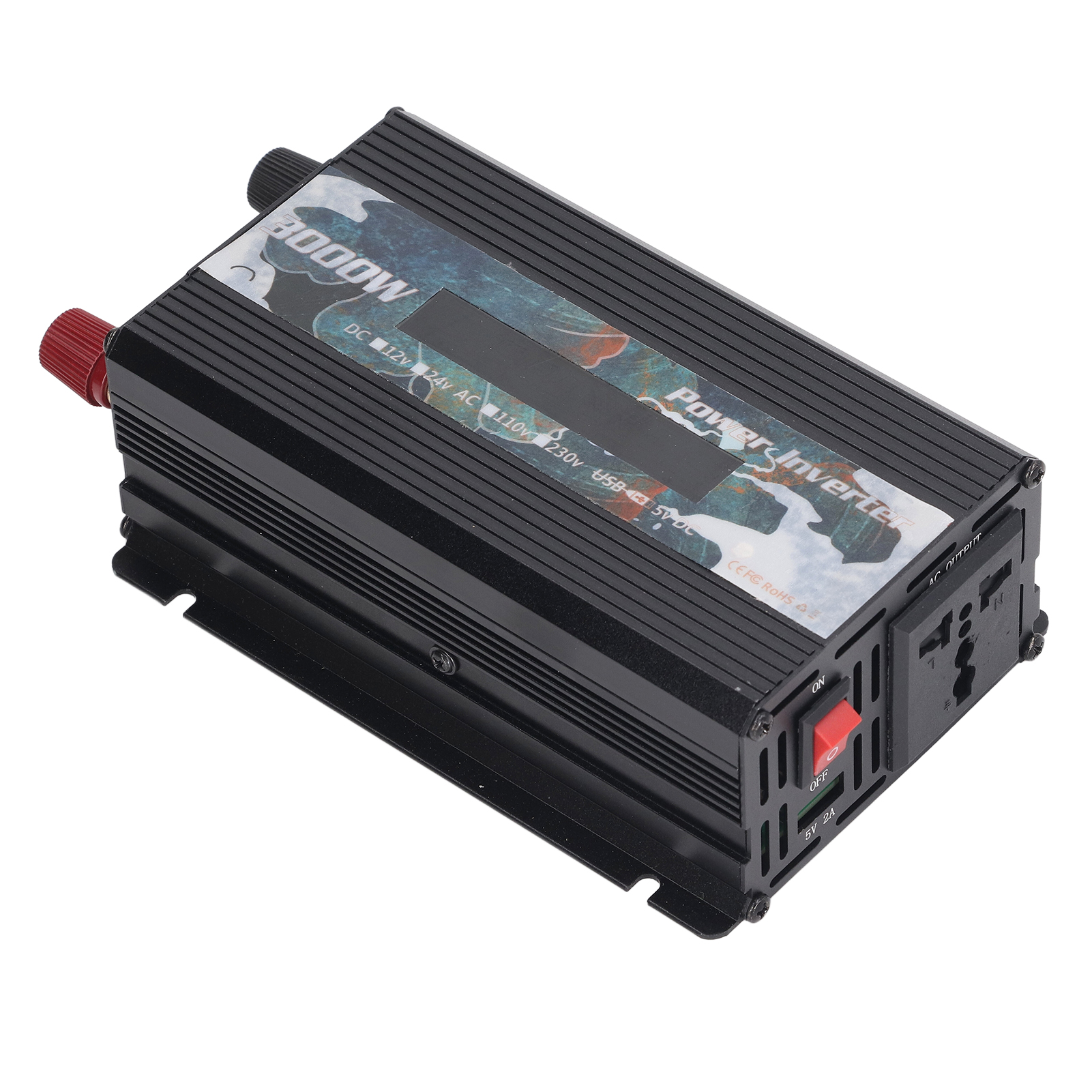 3000-w-dc/ac-wechselrichter Mit Modifizierter Sinuswelle, Lcd-display, 2,0-a-usb-anschluss Und Lüfter, Schwarz, Dc 24 V