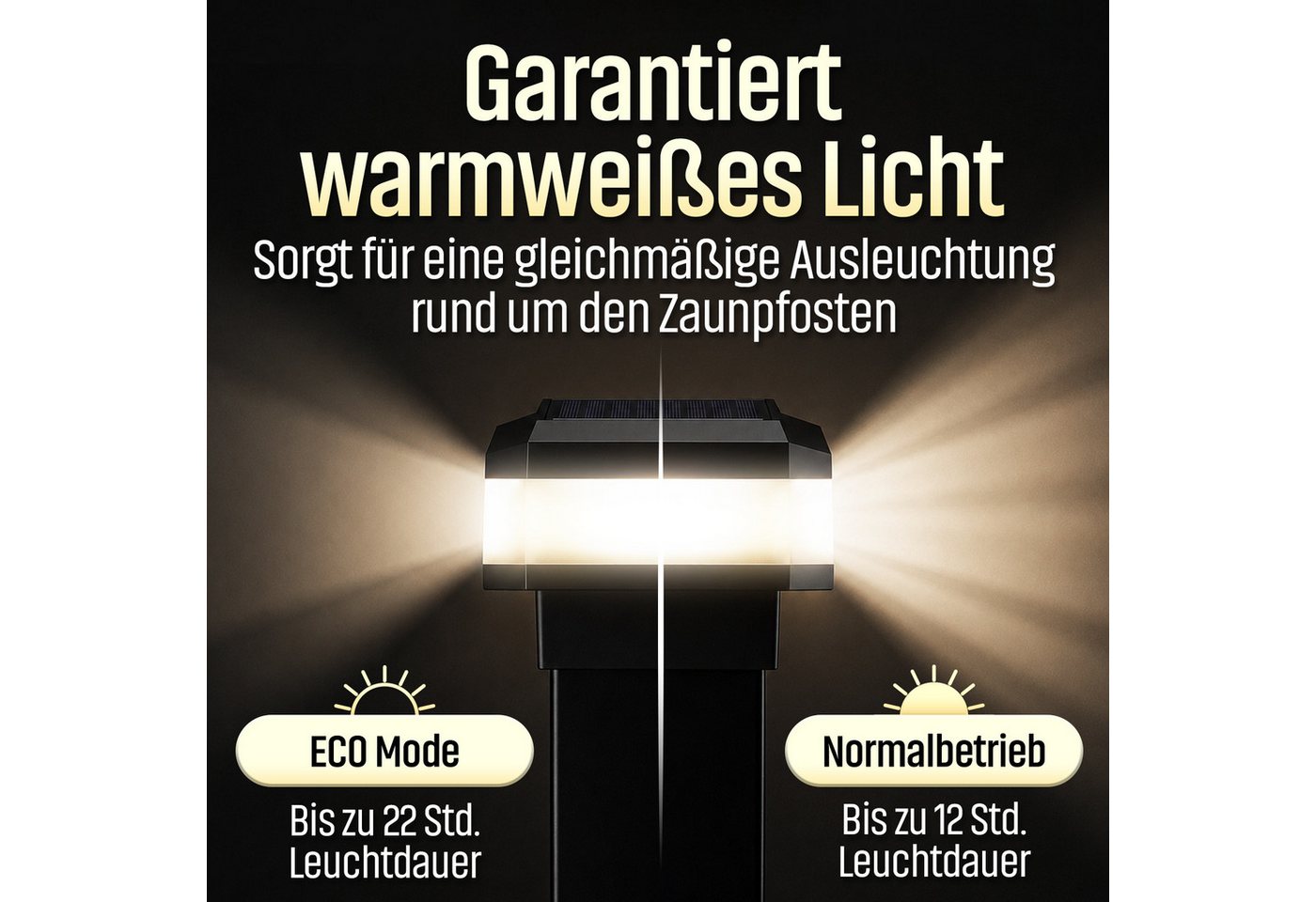 Solar Zaunleuchte Zaunlicht Außenbeleuchtung Garten Mit Solarbetrieb 4er Bild 4