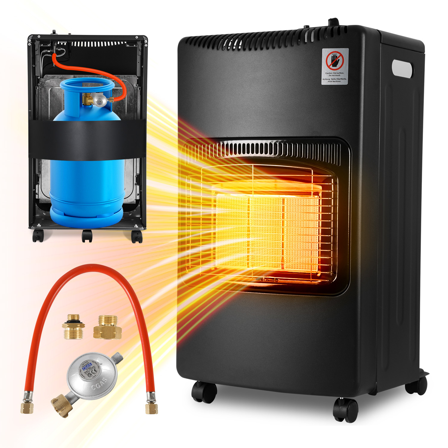 Jiubiaz Gasheizung 4,2 Kw Mit Infrarot-technik, 3 Stufen Und Adaptern