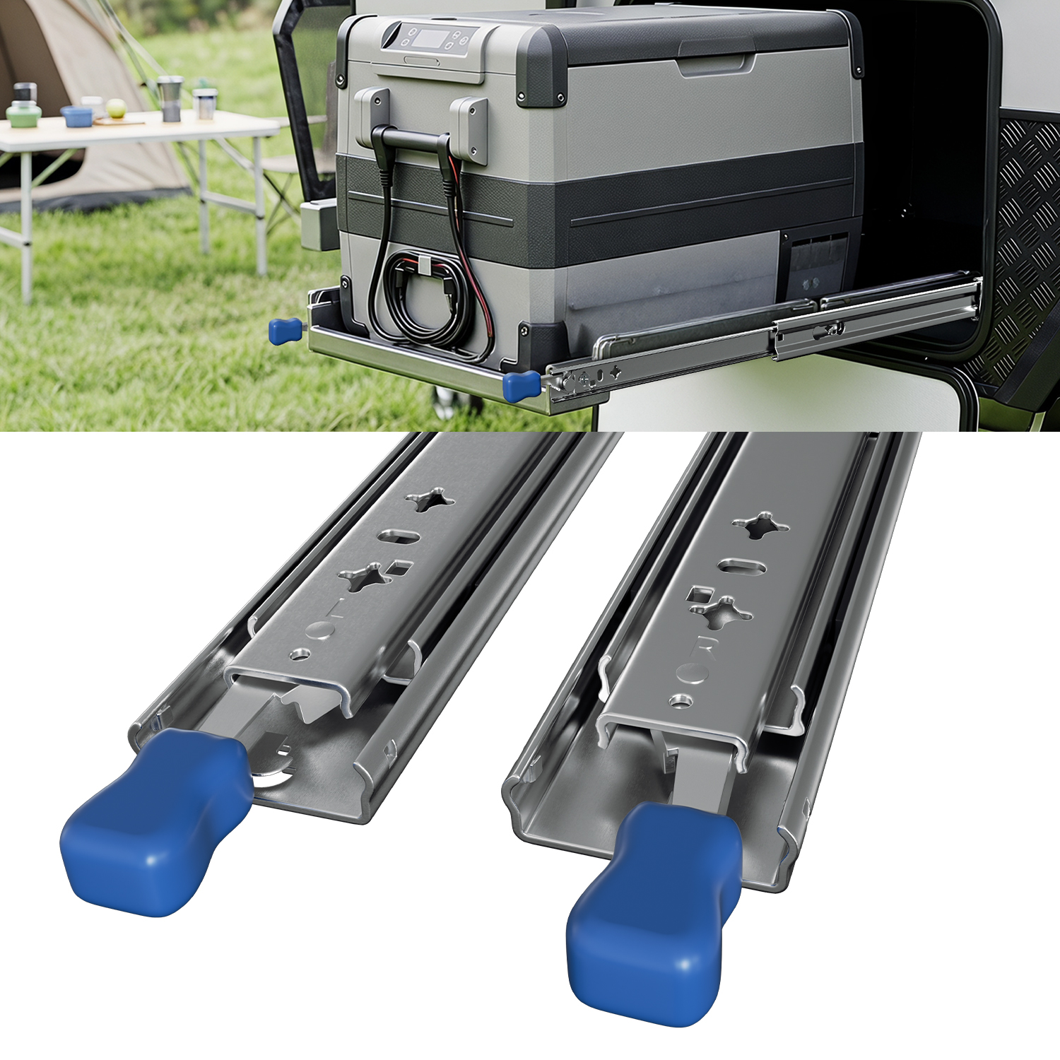 Jiubiaz Schwerlast-schubladenschienen 850 Mm, 96 Kg, Vollauszug, Verriegelbar, 2 Stück