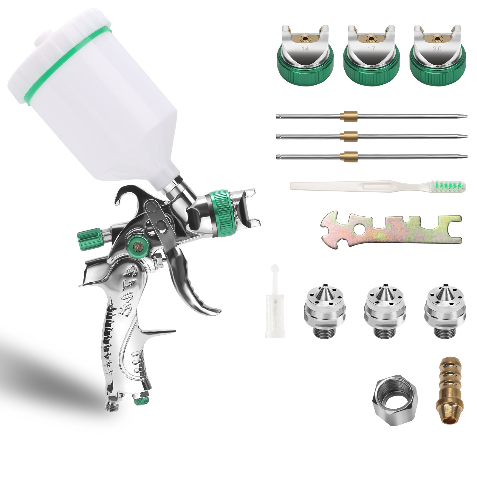 Jiubiaz Hvlp Druckluft-lackierpistole Mit 600 Ml Becher Und 3 Düsen 1,4/1,7/2,0 Mm, Einstellbare Spritzpistole Für Auto Und Möbel