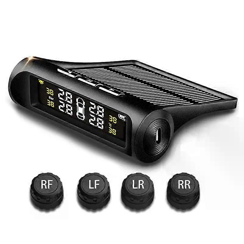 1 Stück Reifendruckkontrollsystem Mit Solarsensor, Sicherheitsalarmsystem, Digitaler Temperaturanzeige Und Warnfunktion (tpms)
