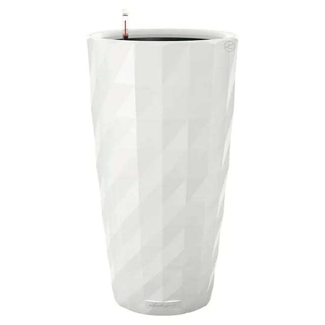 Lechuza® Pflanzsäule Diamante Premium Weiß Hochglanz Ø 40cm Bewässerungssystem