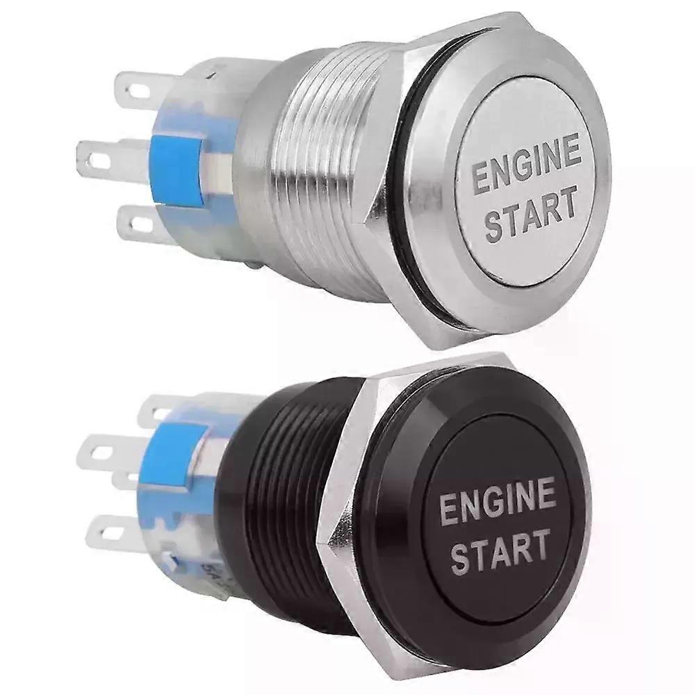 12v Wasserdichter Auto-motorstart-druckknopfschalter Zündstarter Silberner Edelstahl/schwarze Zink-aluminium-legierung