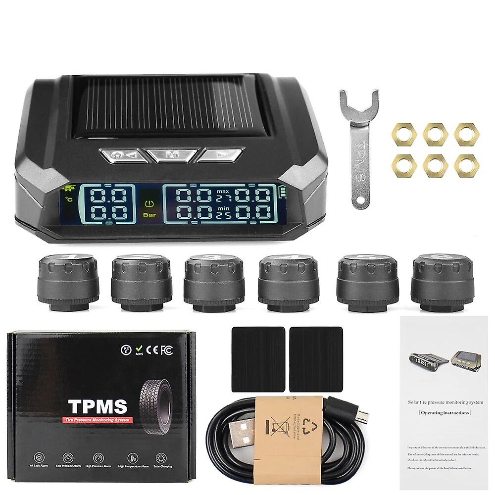 Tpms-reifendruckkontrollsystem Für Lkw Mit Solarstrom, Externem Digitalem Lcd-display, Temperaturwarnung Und Sicherheitsalarmsystemen