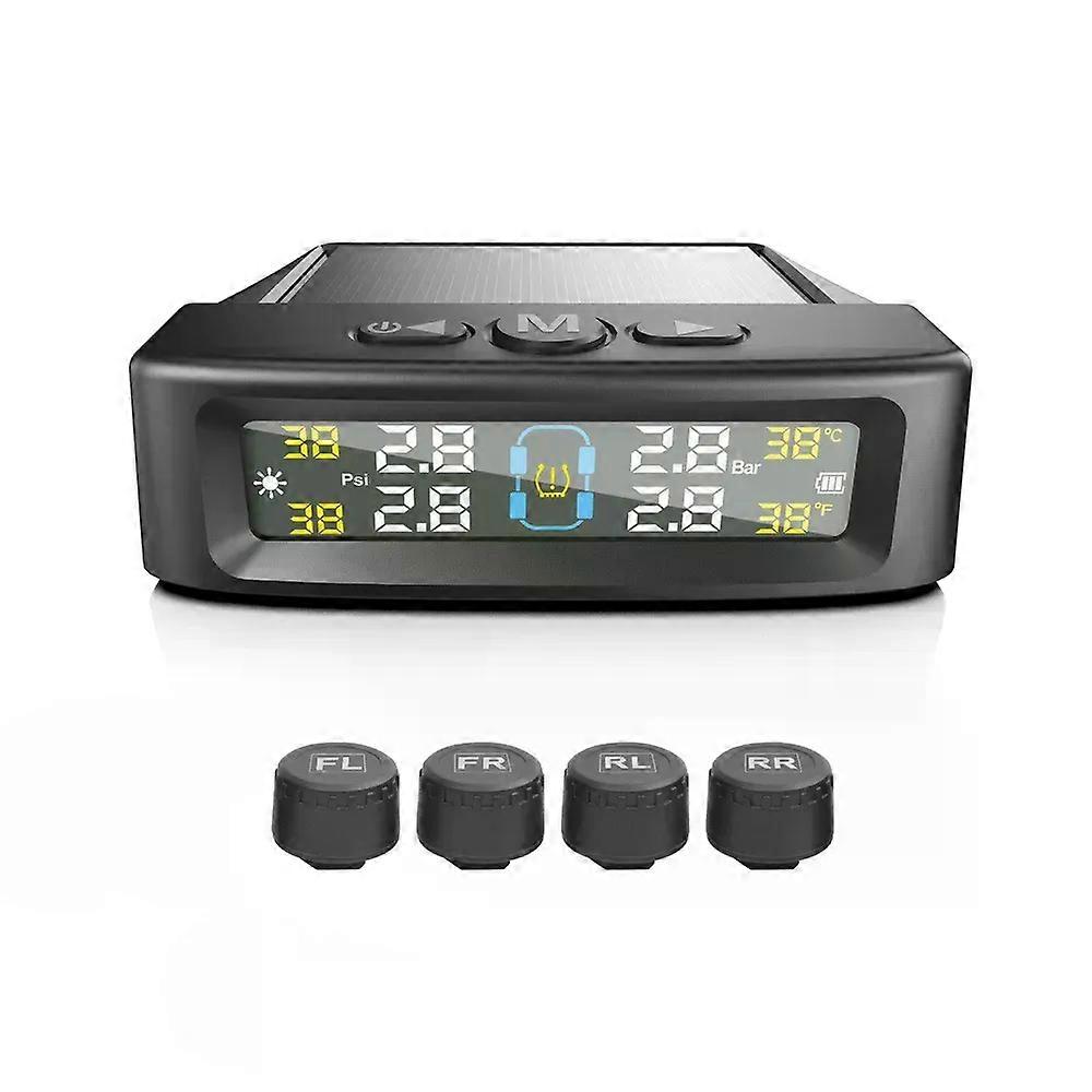 Reifendruckkontrollsystem (tpms) – Drahtloses Sicherheitsalarmsystem Für Fahrzeuge Mit Solar-/usb-betrieb, 4 Sensoren Und Digitalem Farbdisplay