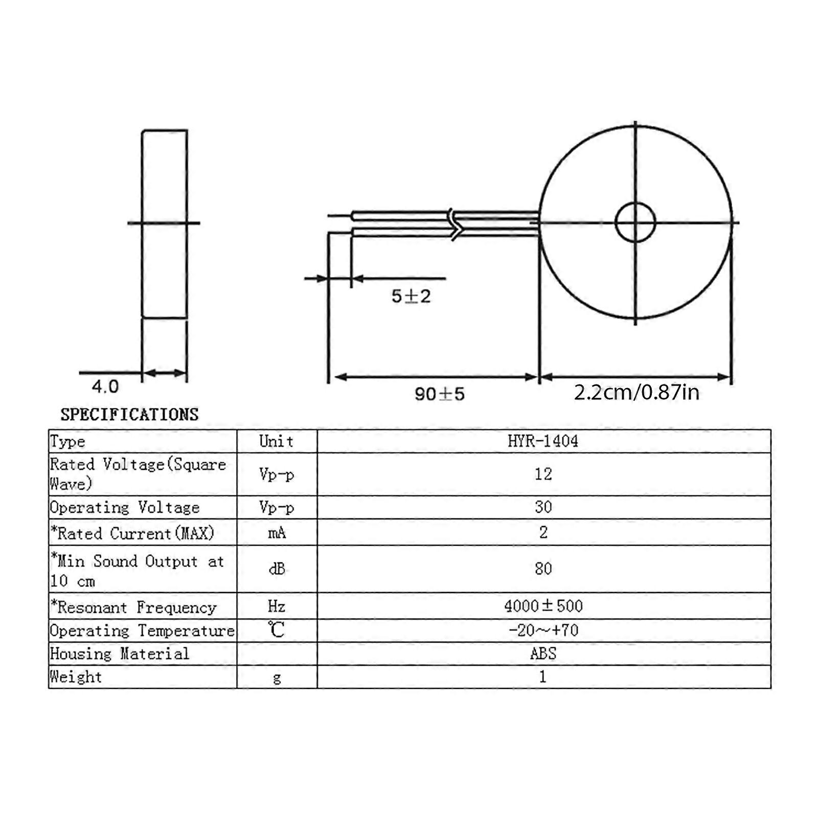 Extrem Lauter Passiver Piezo-summer, 14 Mm Durchmesser, 2 Anschlüsse, Elektronischer Dauerton-summer Für Einbruchmeldeanlagen