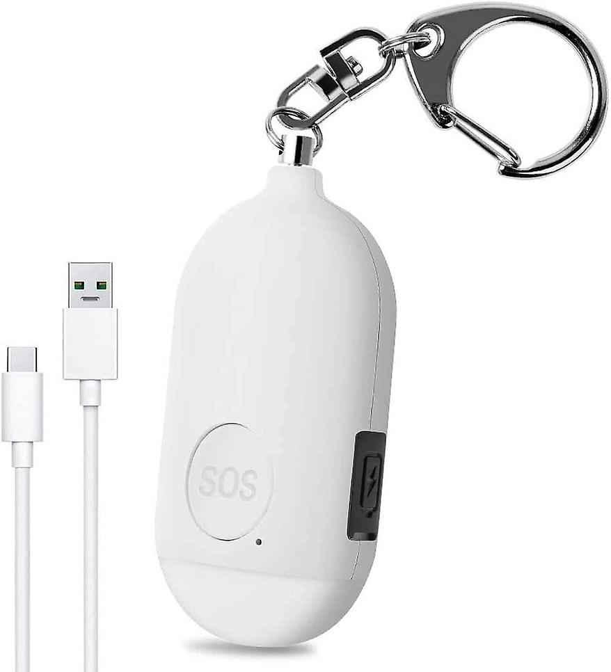 Pxcl 130 Db Persönlicher Notrufalarm, Wiederaufladbarer Sicherheitsalarm Mit Led-taschenlampe Und Einbruchmeldeanlage, Für Frauen, Kinder, Senioren Und Abenteurer – Weiß