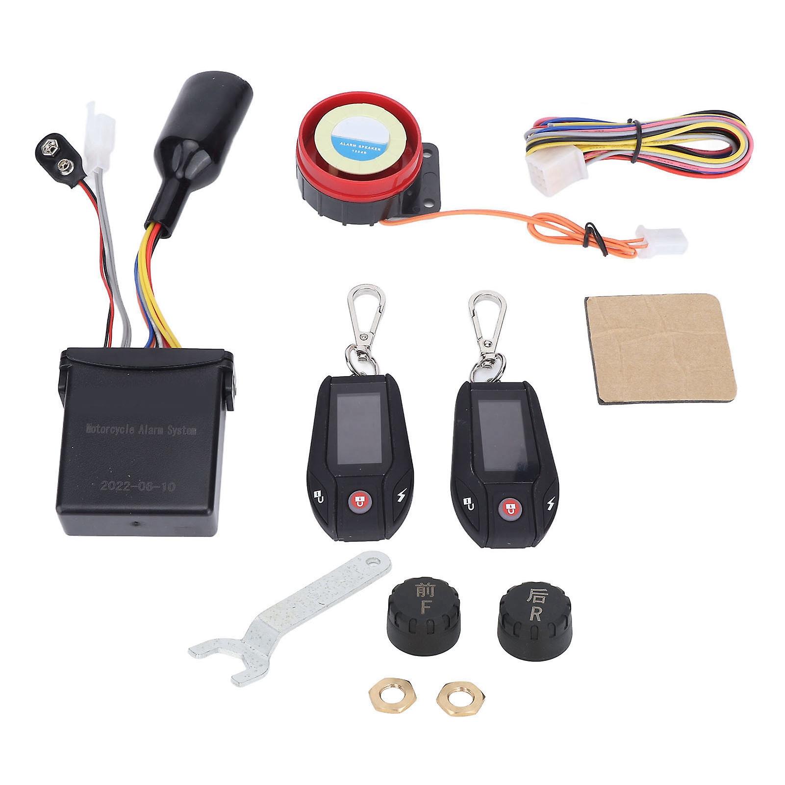 Motorrad-alarmanlage Mit Pke-sensor, Lcd-display, Multifunktions-diebstahlsicherung Für Atv- Und Offroad-fahrzeuge, Schwarzes Gehäuse Mit Reifendrucksensor