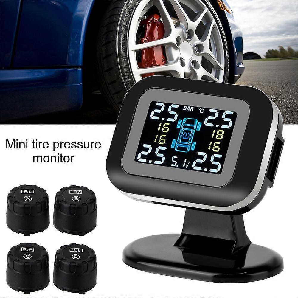 Usb-tpms-auto-sicherheitsalarmsystem Mit 4 Externen Sensoren Und Lcd-display – Mini-reifendruckkontrollsystem