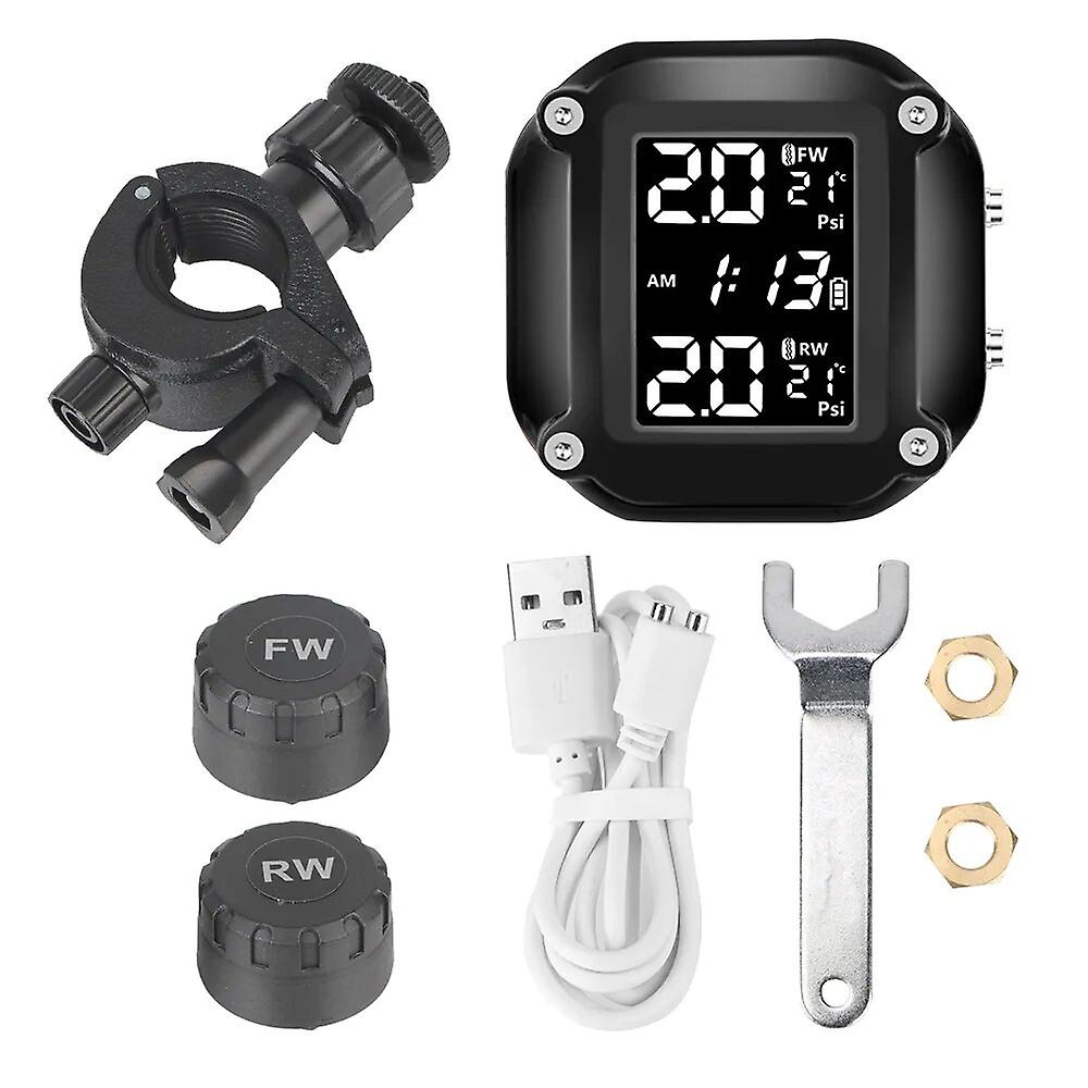 Sicherheitsalarmsystem Mit 2 Externen Sensoren, Reifendruckkontrollsystem Für Motorräder, Tpms-lcd-display