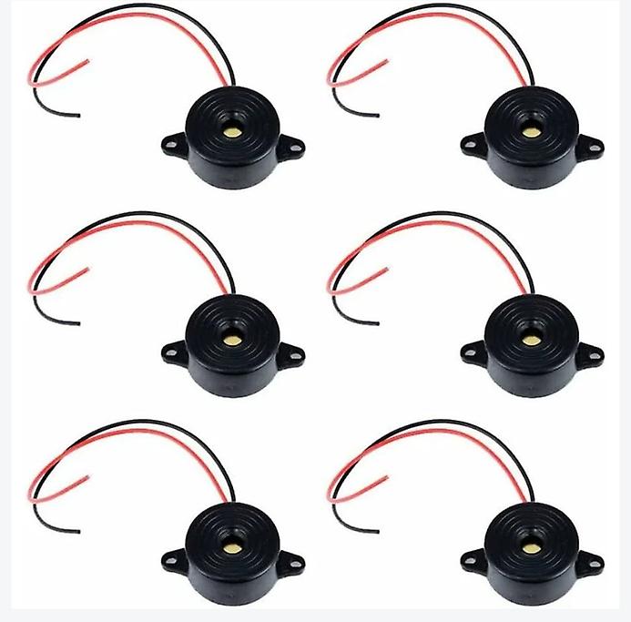 Elektronischer Summer Dc 3-24v Alarmton Elektronischer Summer Sirene Alarmsystem 12v 6 Stück (schwarz)
