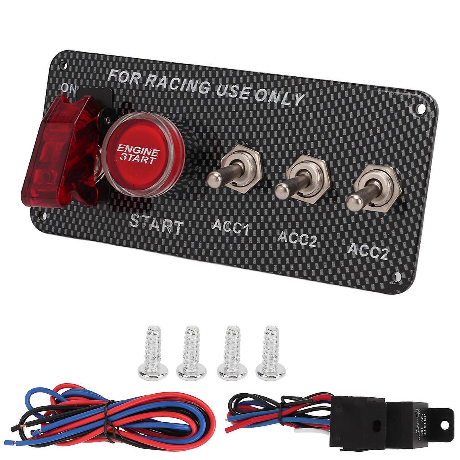 Zündschalter-tasterpanel Für Pkw, 12 V, 40 A, Carbonfaser-optik, Universell, Plug & Play