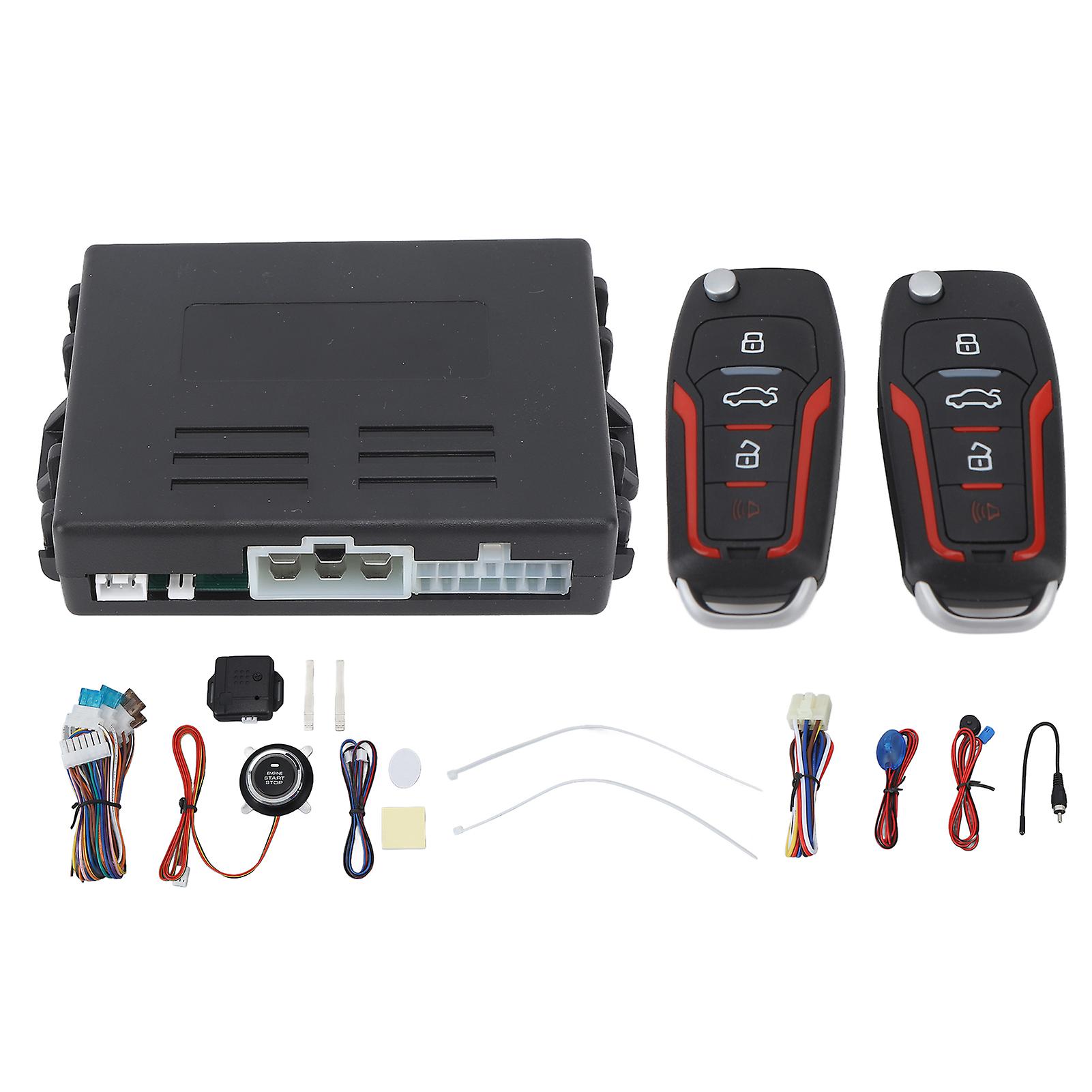Auto-alarmanlage Dc12v Mit Diebstahlschutz, Schlüssellosem Zugang, 1-knopf-start, Universelles Set Zum Ver- Und Entriegeln Per Fernbedienung.