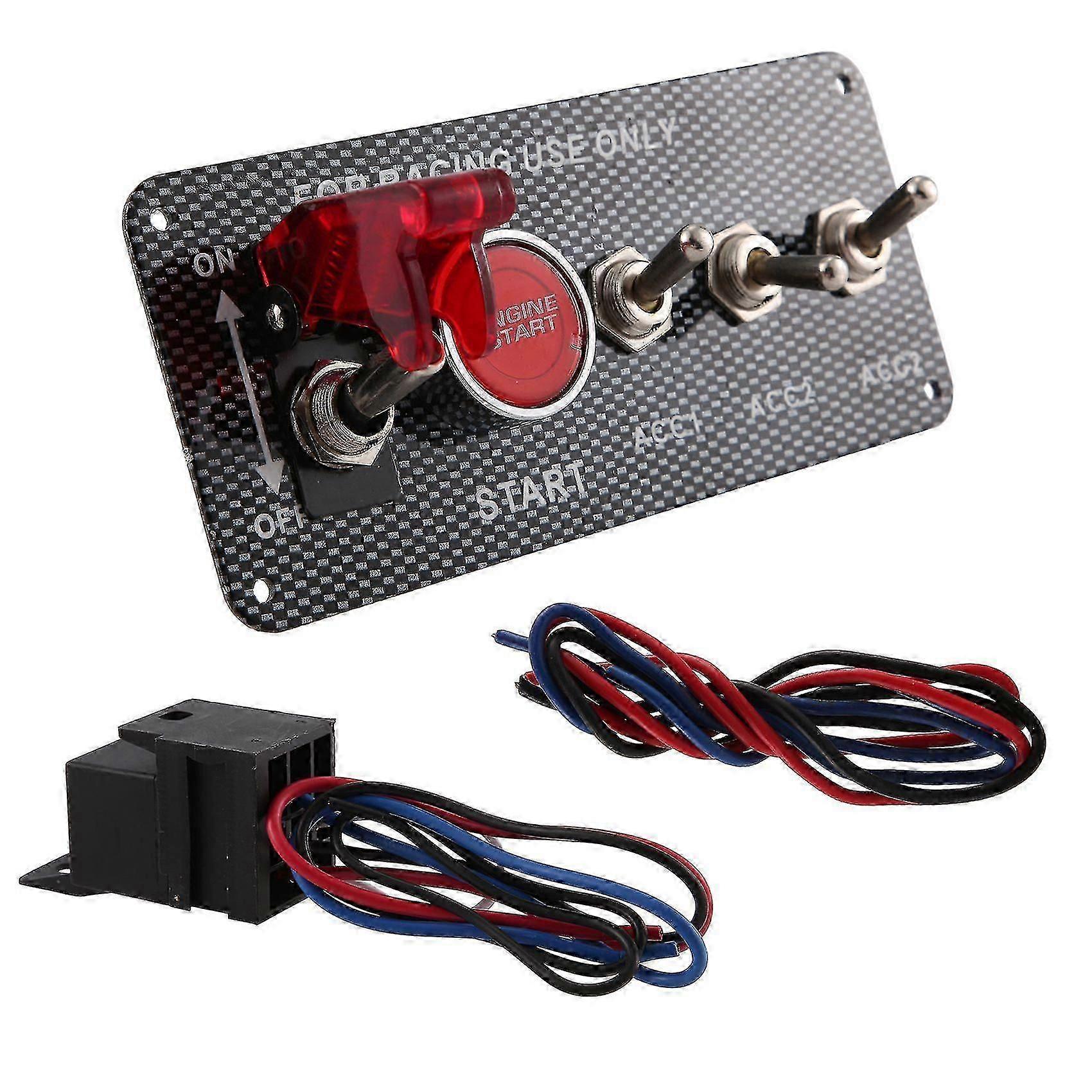 12v Kfz-zündschalter Mit Motorstart-druckknopf Und 3 Kippschaltern