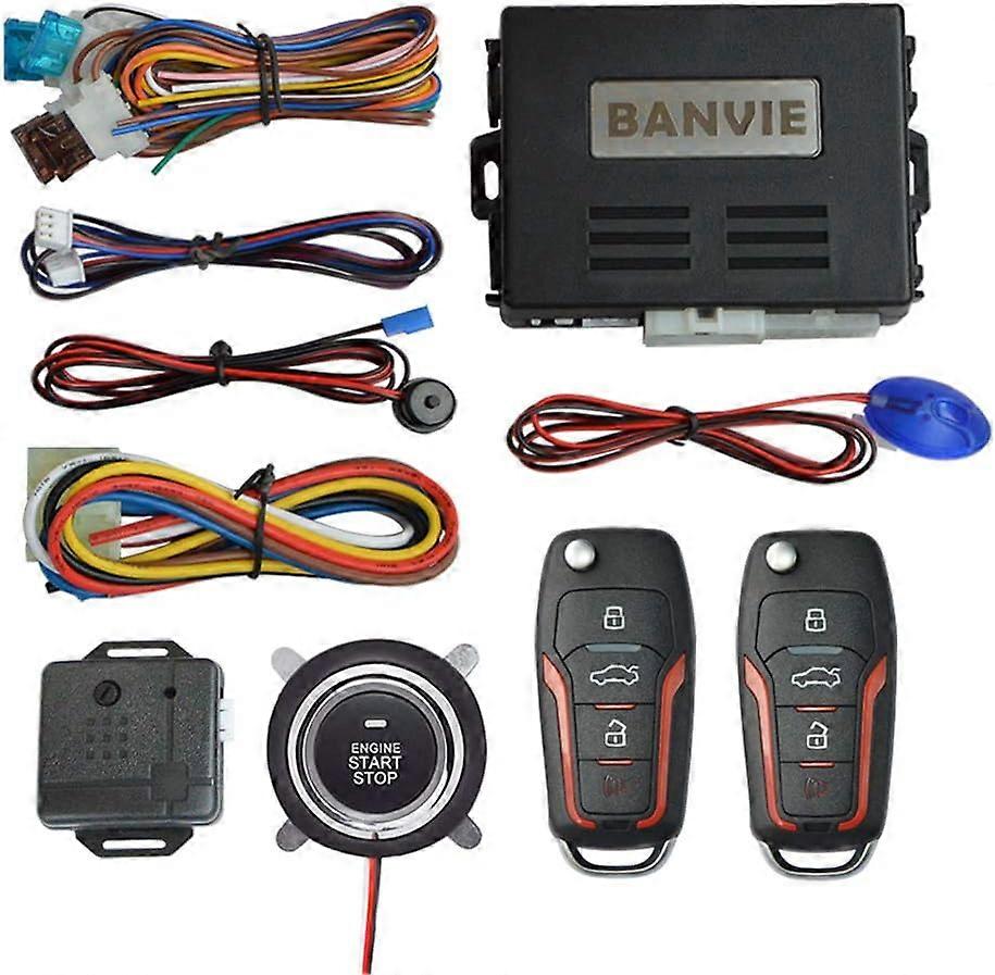 Banvie ① Schlüsselloses Auto-sicherheitsalarmsystem + ② Fernstartsystem + ③ Start-stopp-taste