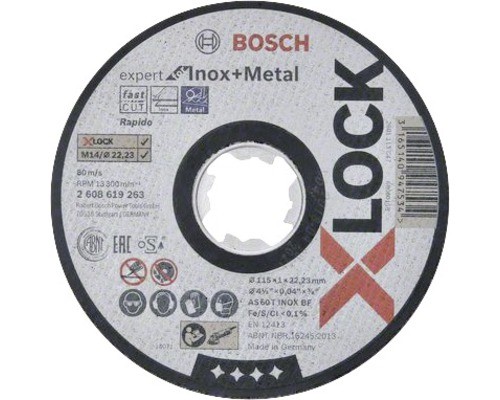 Bosch X-Lock Trennscheibe Gerade Expert für Inox und Metall Ø 115 mm