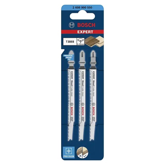 Bosch Expert Stichsägeblätter T 308 B Wood 2-Side Clean 3 Stück
