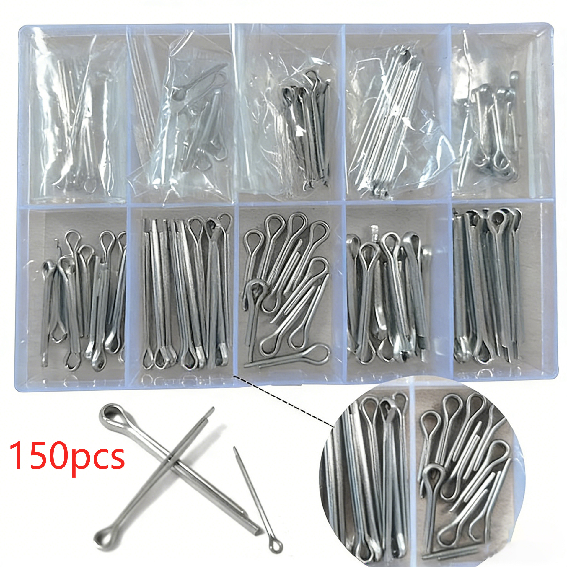 Edelstahl 304 Splinte & U-spannstifte - Sortiment Aus 15 Größen - Box Mit 150 Stück-lsw