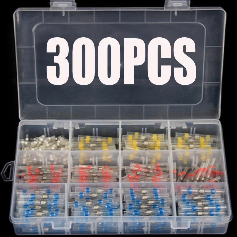300-teiliges Set Wasserdichter Elektrischer Steckverbinder Zum Löten Mit Dazwischenliegendem Schrumpfschlauch, Sortierte Crimpfreie Klemmen (30 Gelb, 100 Blau, 100 Rot, 70 Weiß) Für Die Reparatur Von