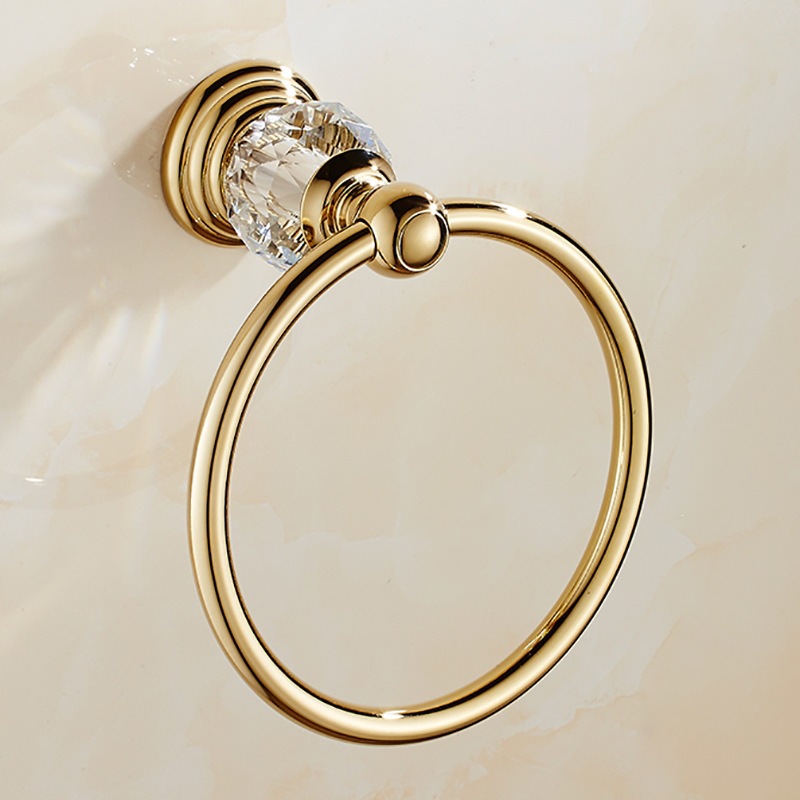 Goldener Kristall-serviettenring, Wandhalter Für Handtücher Aus Keramik Im Europäischen Stil, Luxuriöses Badezimmerzubehör Mit Bohrlöchern, 1 Stück-lsw