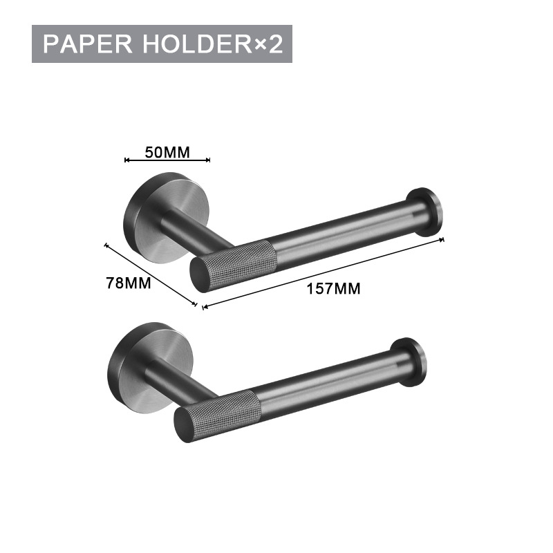 Graue Badzimmer-halterung, Toilettenpapierhalter Mit 2 Haken, Modernes Und Robustes Sanitärzubehör - 1 Stück-lsw