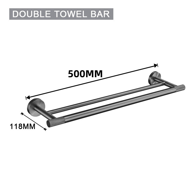 Doppelte Duschstange 50 Cm, Badezimmerhalter Aus Gebürstetem Edelstahl, Robustes Und Modernes Sanitärarmaturen-zubehör, Einfache Wandmontage-lsw