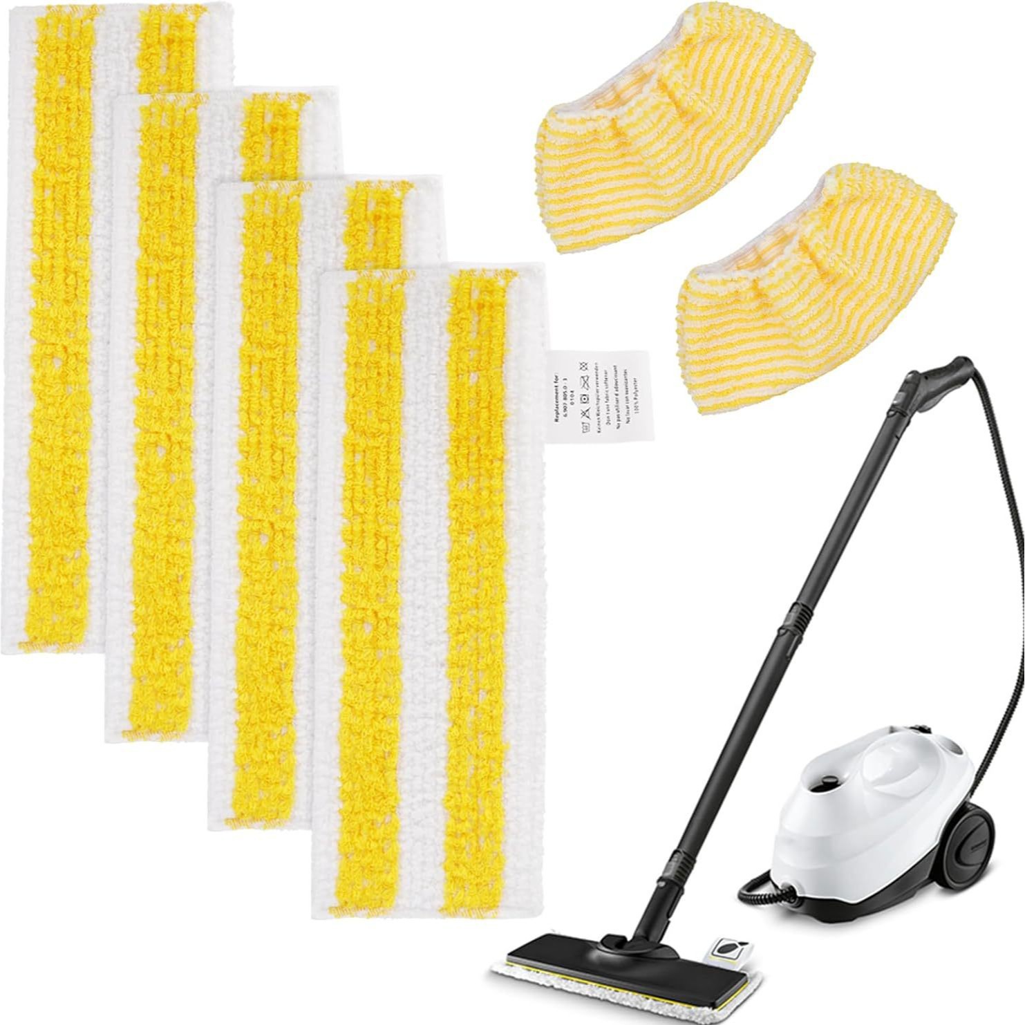 Ersatz-chiffons Für Kärcher Sc3 Dampfreiniger - 5er Set Bezüge Mit Klettverschluss (3 Große Gestreifte, 2 Kleine Einfarbige)-lsw