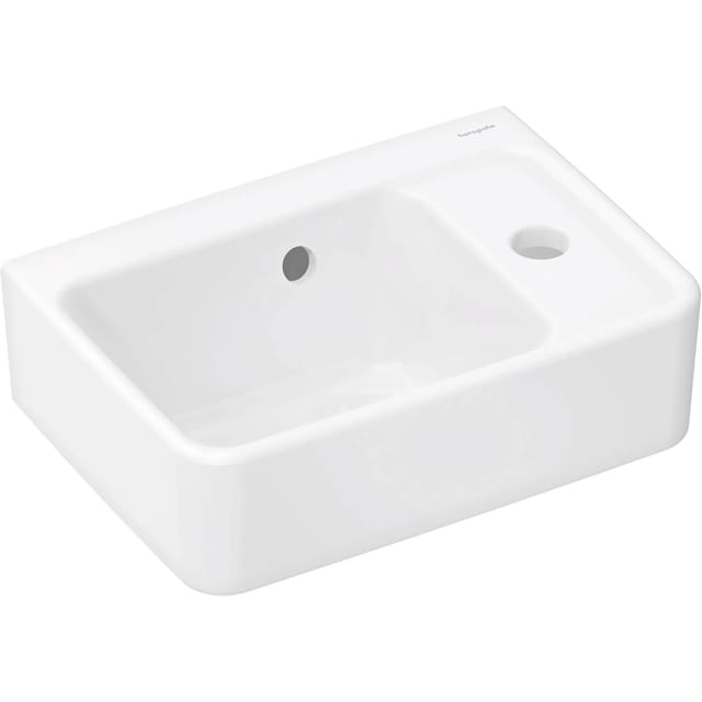 Hansgrohe Handwaschbecken Xanuia Q 36x25 cm mit Hahnloch und Überlauf Weiß