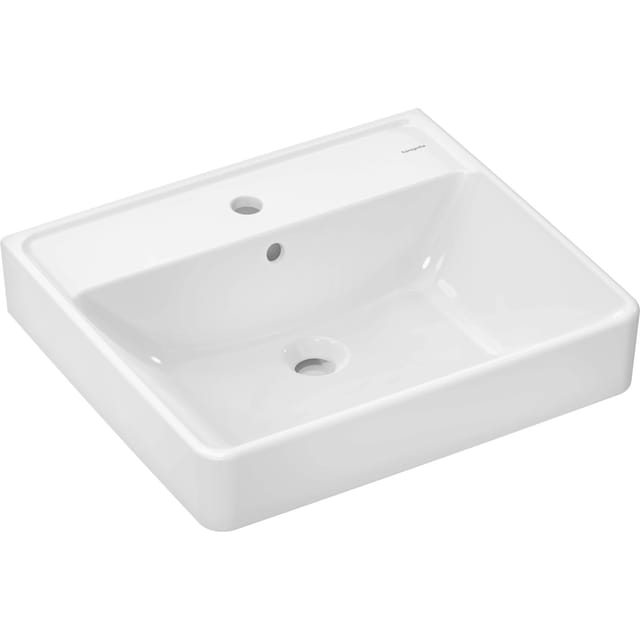 hansgrohe Handwaschbecken Xanuia Q 55x48 cm mit Hahnloch und Überlauf Weiß