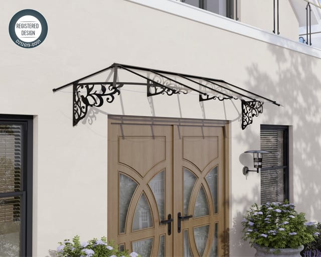 Canopia Vordach Lily XL 3,7 m x 90 cm Schwarz Klar