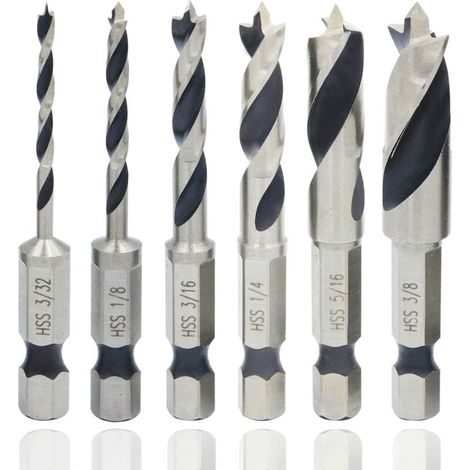 6-teiliges Profi-spiralbohrer-set Mit 1/4"-sechskantschaft, Inklusive Sechskant-drehbohrer Für Holz, Hss-spiralbohrer Zum Bohren Von Holz, Metall Und Kunststoff