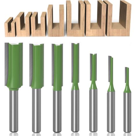 7-teiliges Nutfräser-set, Ein-/zweischneidiger Nutfräser Für Die Holzbearbeitung, 6-mm-fräser, Hartmetall-holzbearbeitungswerkzeug