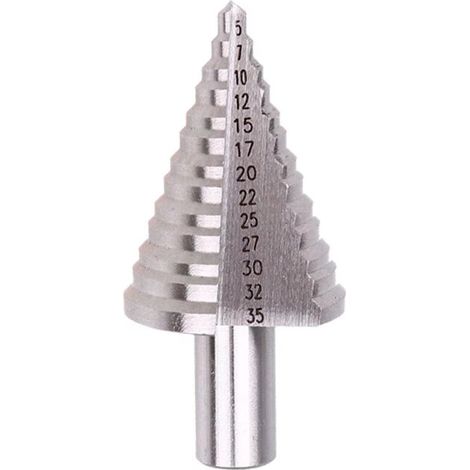 Hss-stufenbohrer 5–35 Mm Für Metall, Professioneller Konischer Titan-stufenbohrer, Stufenbohrer, Rundschaftbohrer, Rundschaftbohrer Mit Gerader Nut 5–35 Mm, Weißer Diamant-stufenbohrer