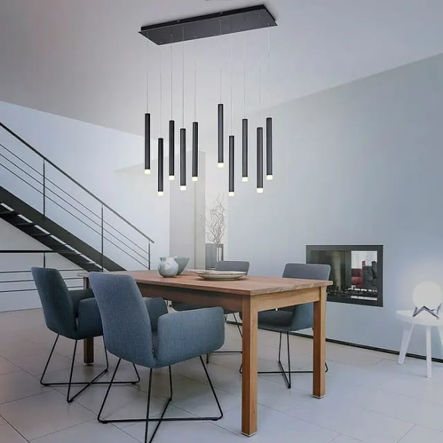 Just Light. LED-Pendelleuchte Bruno 10-flammig Schwarz 89 x 120 cm