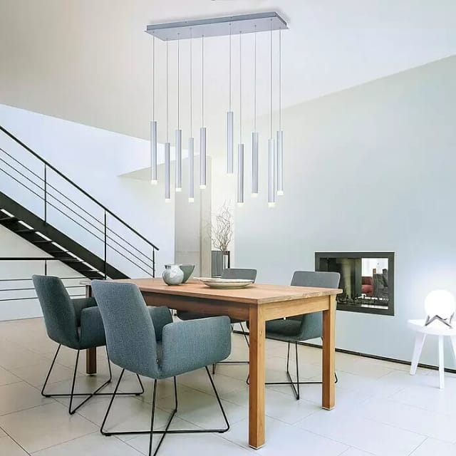 Just Light. LED-Pendelleuchte Bruno 10-flammig Aluminium 89 x 120 cm