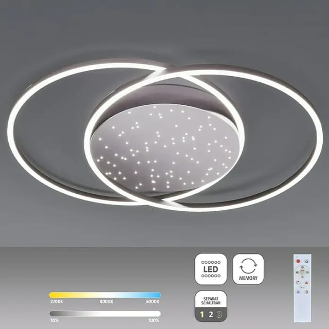 Paul Neuhaus LED-Deckenleuchte Yuki Stahlfarben 66,8 x 50 cm