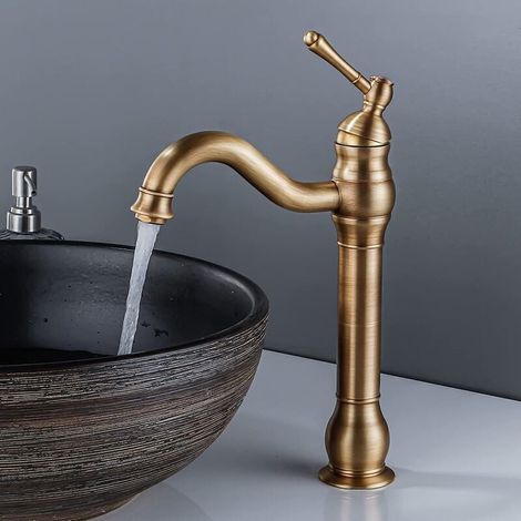 Retro-waschtischarmatur Mit 360°-schwenkfunktion – Einhebel-mischbatterie Aus Messing – Oberfläche In Gebürsteter Bronze – Wassersparend Mit Luftsprudler
