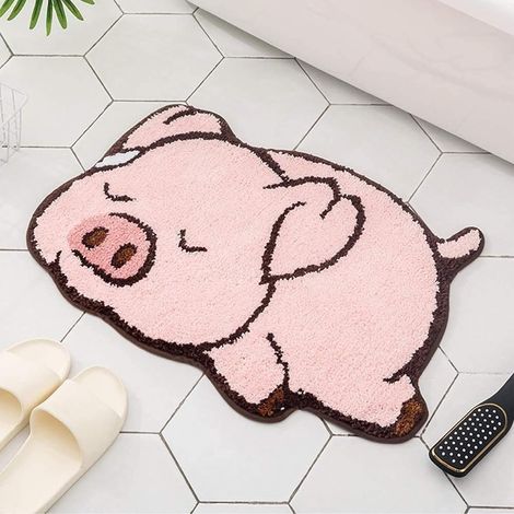 Dicke, Rosa Badematte Mit Schweinchenmotiv, Weiche Badematte, Matte Badematte Für Kinderzimmer Und Ausstellungsräume, Rutschfeste Badematte