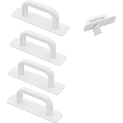 4-teiliges Türgriffset, 10 X 2,5 Cm, Weiß, Selbstklebend, Für Balkon- Und Terrassentüren