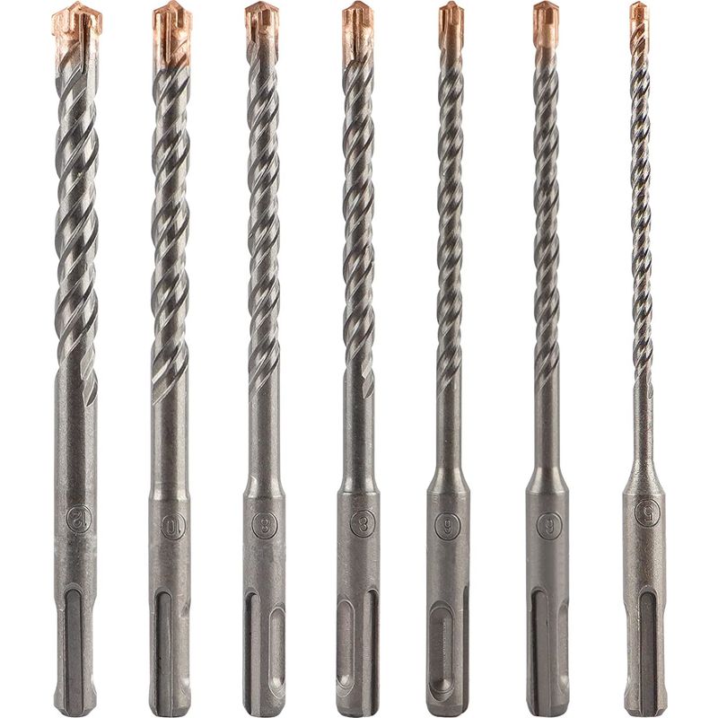 7-teiliges Bohrerset Für Bohrhämmer Und Betonhammer, Silberfarben, 16 Cm Lang