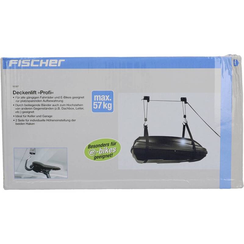[gebraucht] B-ware Fischer Fahrrad Deckenlift Profiplus Schwarz 1 Einstellplatz 57kg Tragkraft