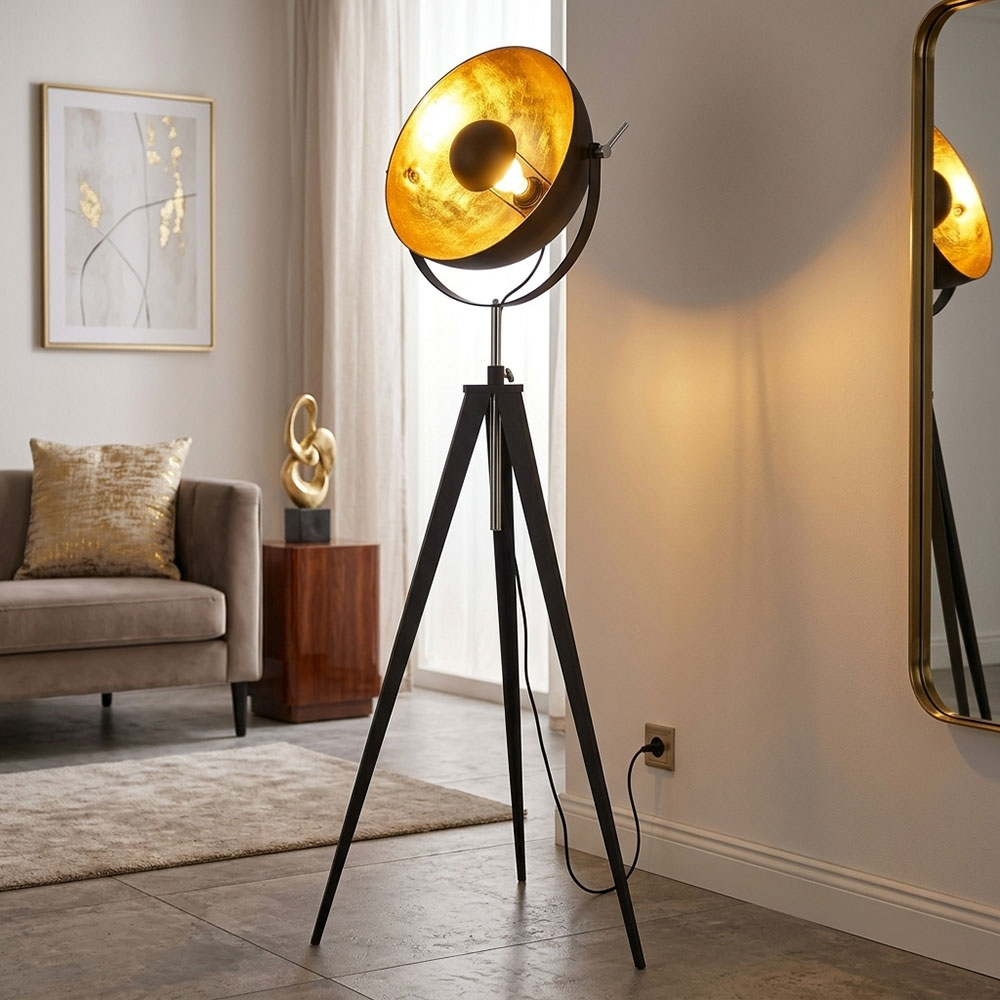 Led Stehlampe Stehleuchte Wohnzimmerlampe Höhenverstellbar Schwarz H 152 Cm