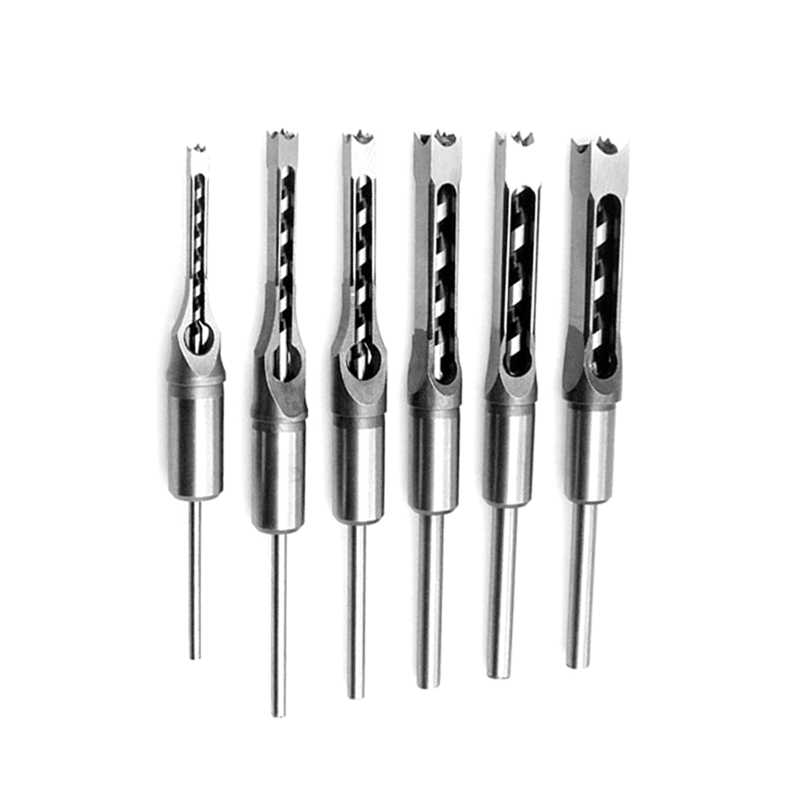 Set Mit 6 Vierkantbohrern Für Holzbearbeitung, Lochsäge, Stemmeisen, Stahlbohrer In Den Größen 6,35 Mm (1/4 Zoll), 7,94 Mm (5/16 Zoll), 9,52 Mm (3/8 Zoll), 12,7 Mm (1/2 Zoll), 14,29 Mm (9/16 Zoll) Und
